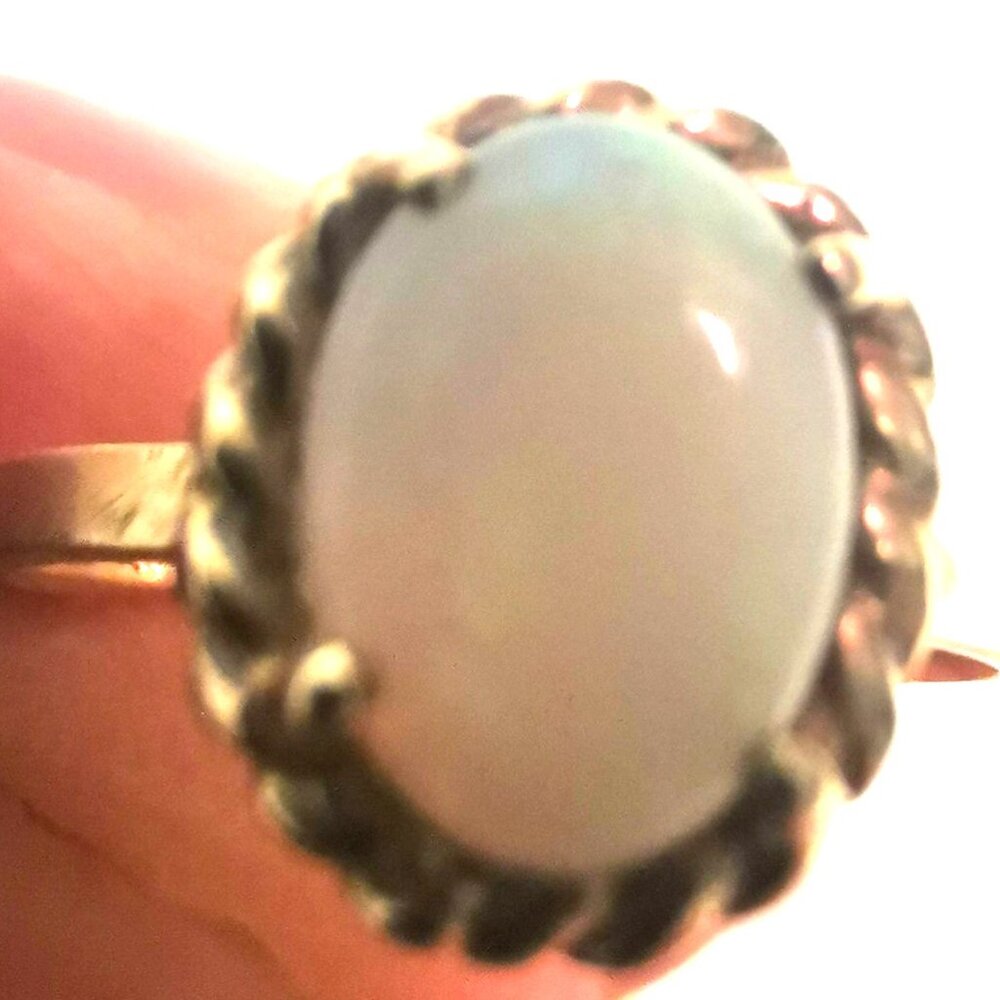 Fire Opal 10k Gold Women's Small Size 3 Ring Vintage 1980s
